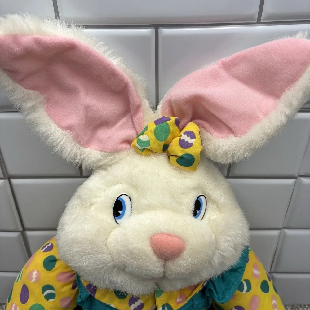 VTG 1993 Nylon Plush Rabbit Easter Egg Decos Bean Silky Nylon Parachute Rare H10
